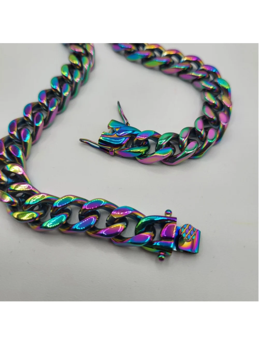 Men's Rainbow Miami Cuban Link Chain Necklace – 26